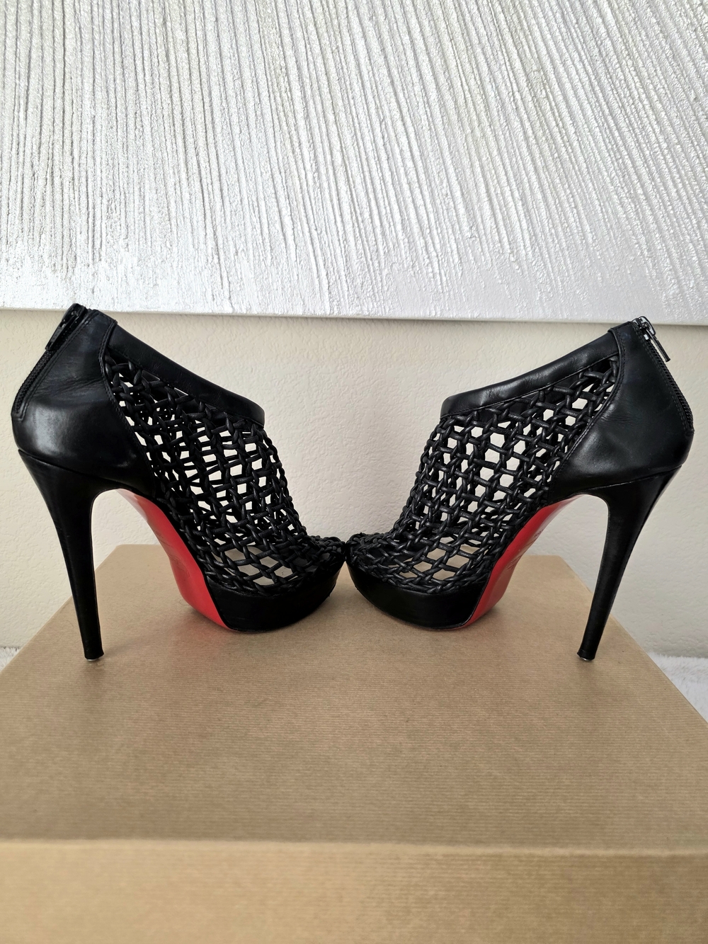 Christian Louboutin Black Leather Caged Ankle Booties Heels EU 38.5 / Fits US 8 - Picture 6 of 14